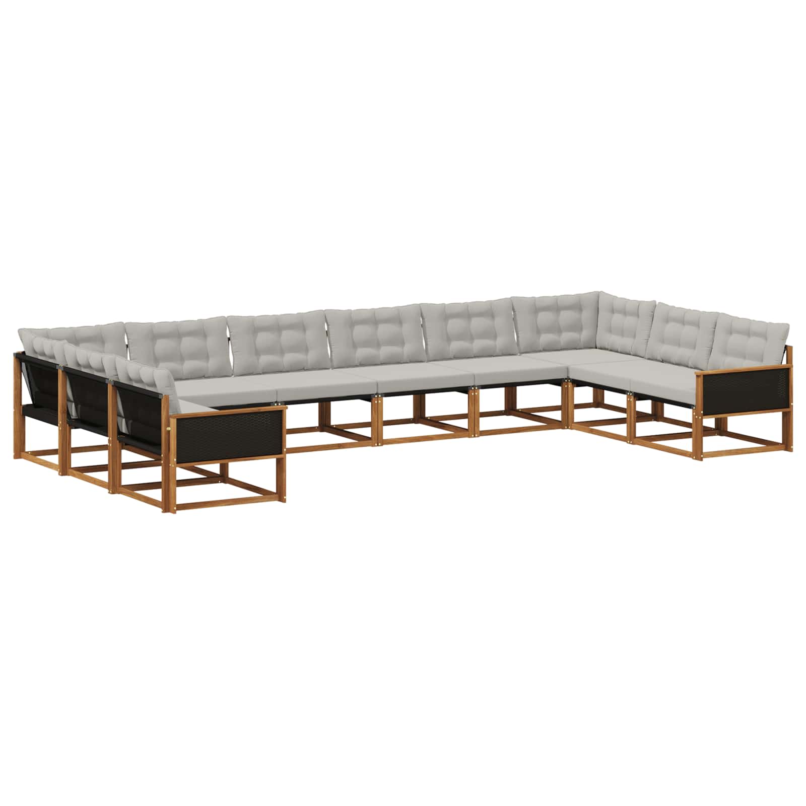 Set vanjskih sofa s jastukom 10 pcs Prirodna i svjetlosiva