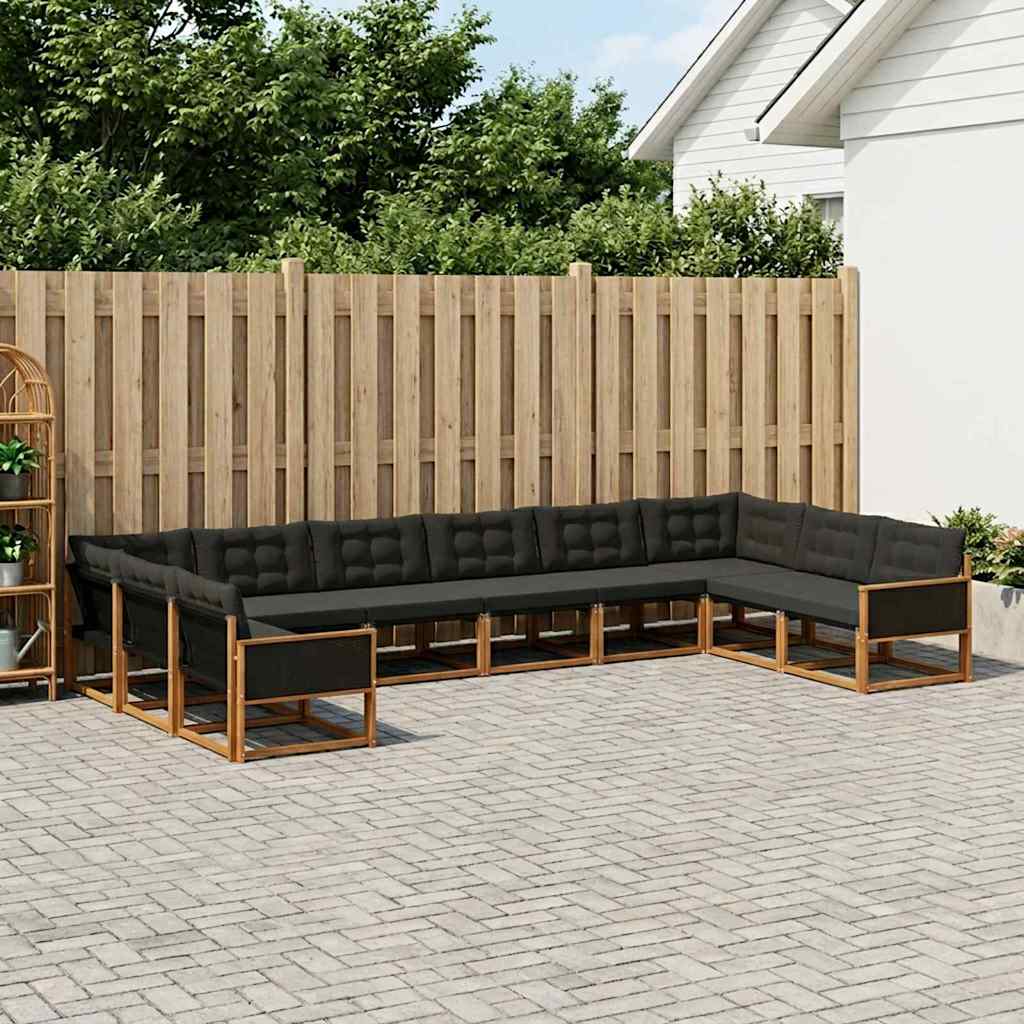 Set vanjskih sofa 10 kom. Prirodna i crna