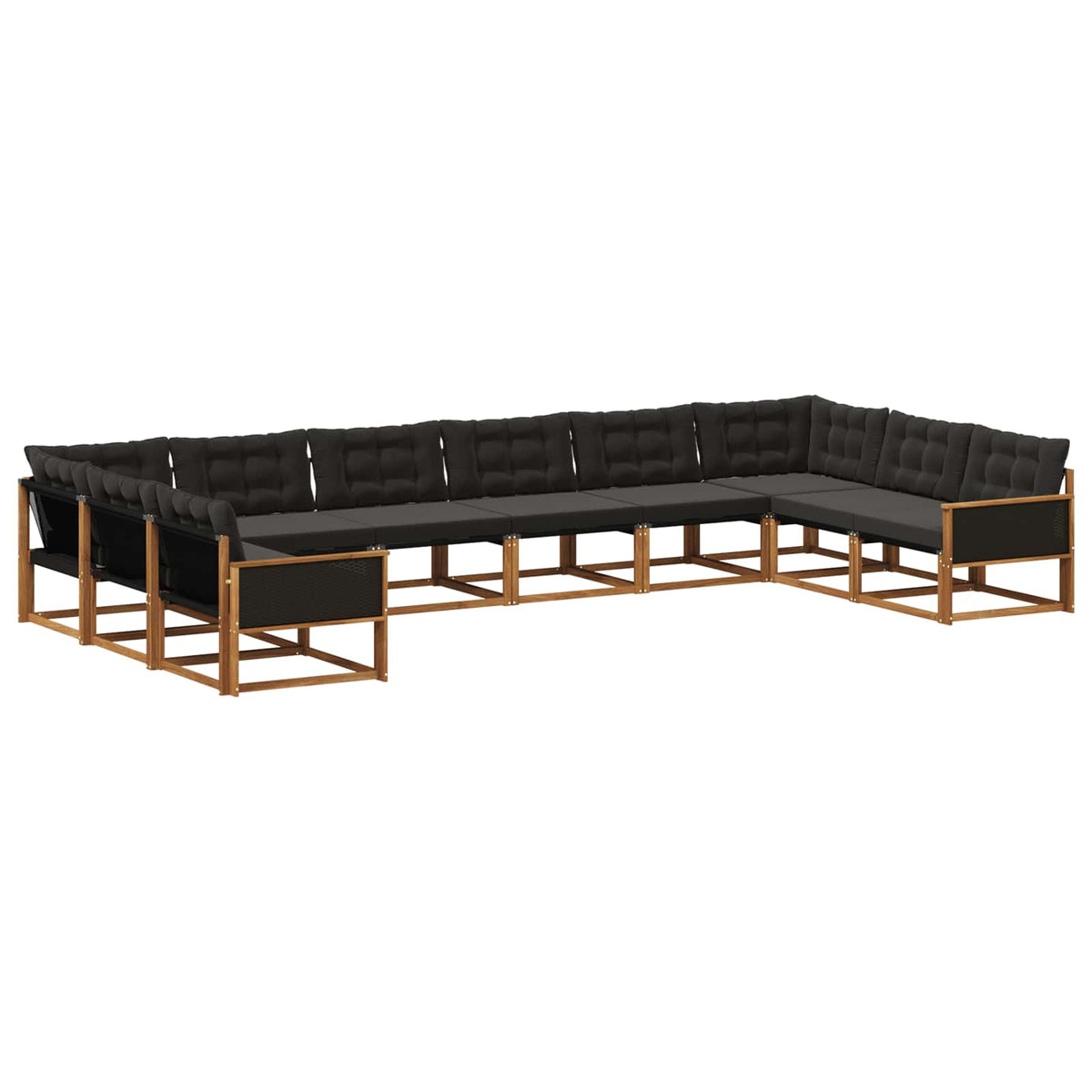 Set vanjskih sofa 10 kom. Prirodna i crna