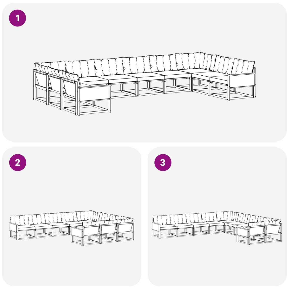 Set vanjskih sofa 10 kom. Prirodna i crna