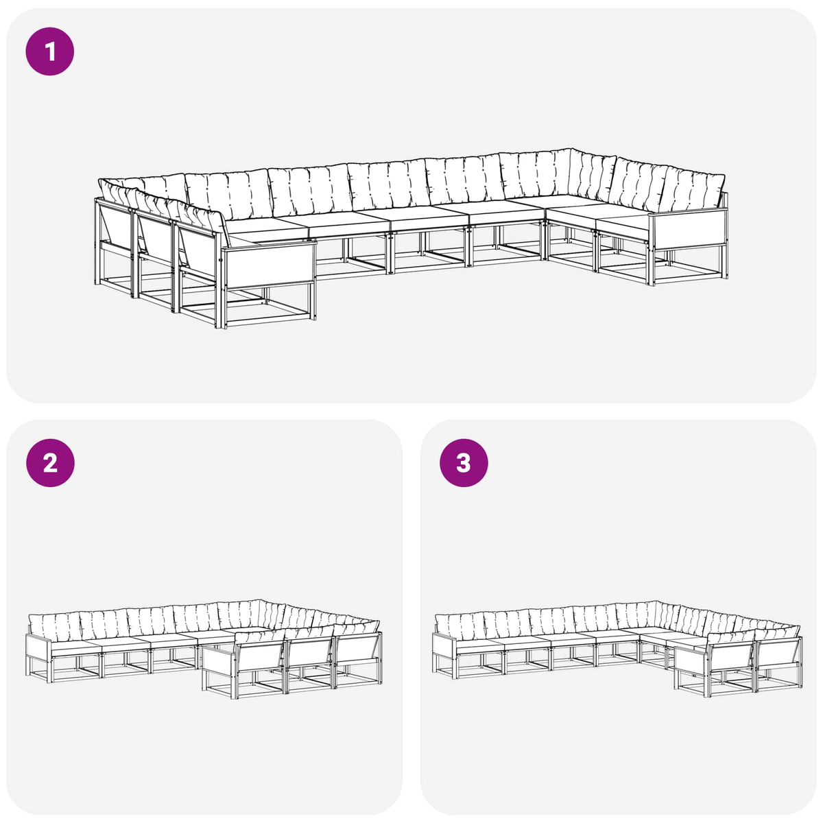 Set vanjskih sofa 10 kom. Prirodna i crna
