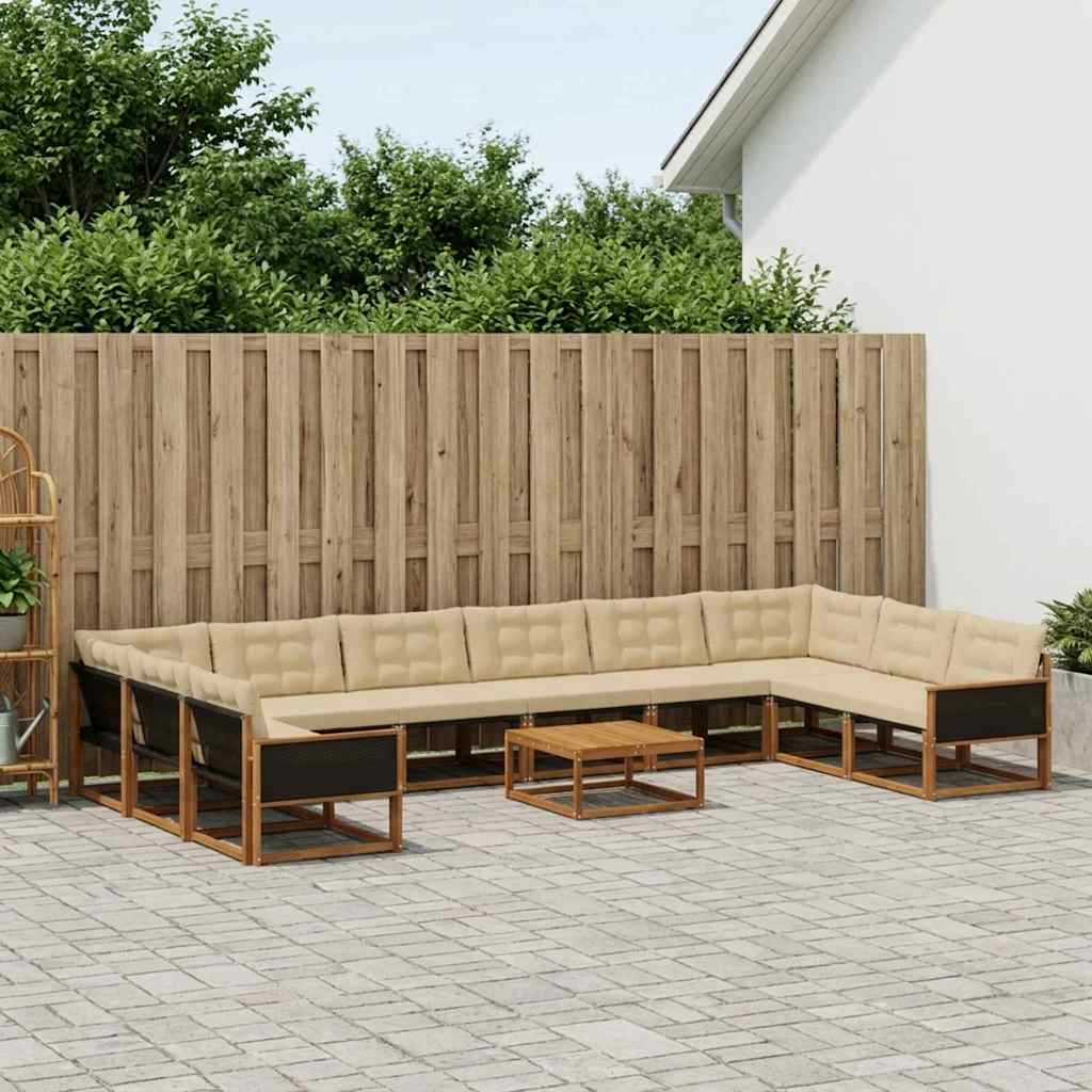Set vanjskih sofa s jastukom 11 pcs Prirodna i bež