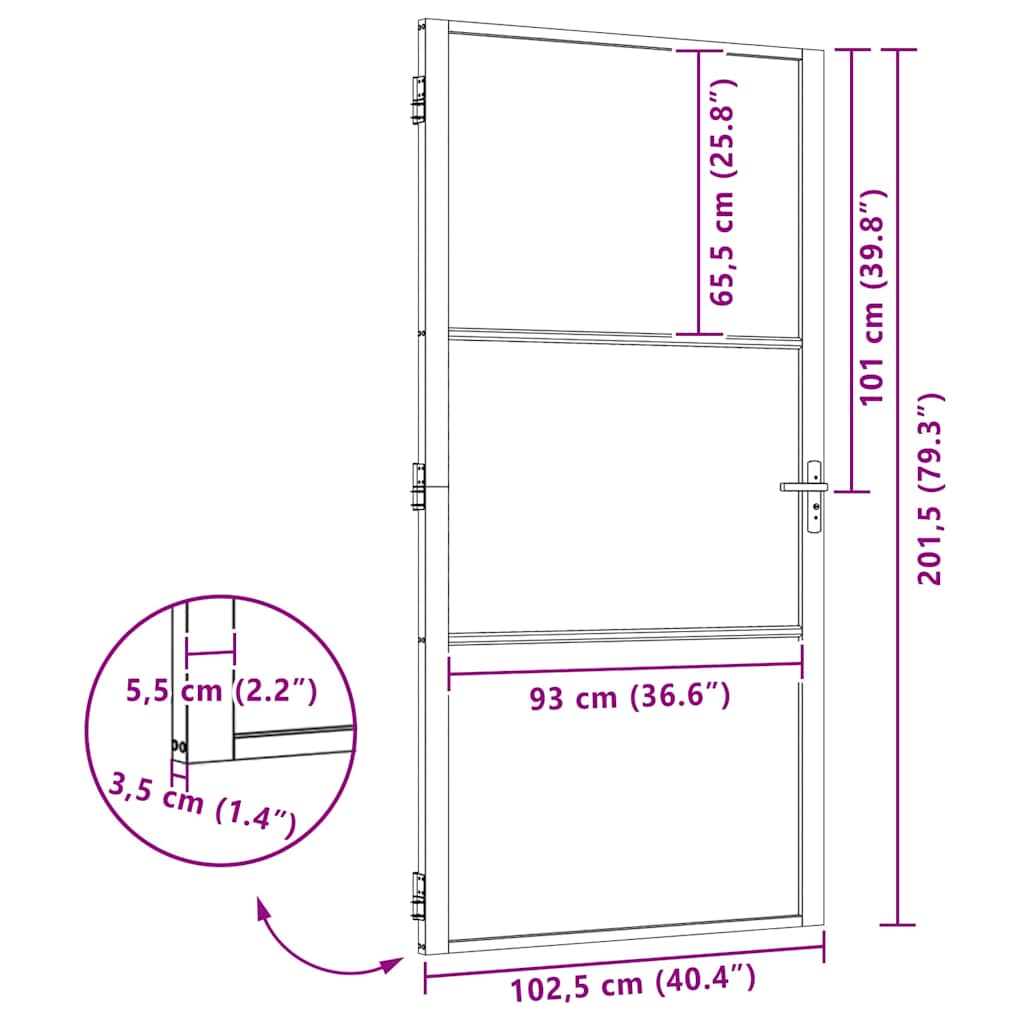 Staklena vrata Rezbarija Crna 102,5 x 3,5 x 201,5 cm Aluminij