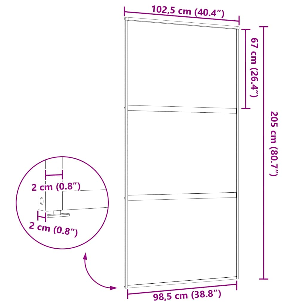 Staklena vrata Prugasti Crna 102,5 x 2 x 205 cm Aluminij