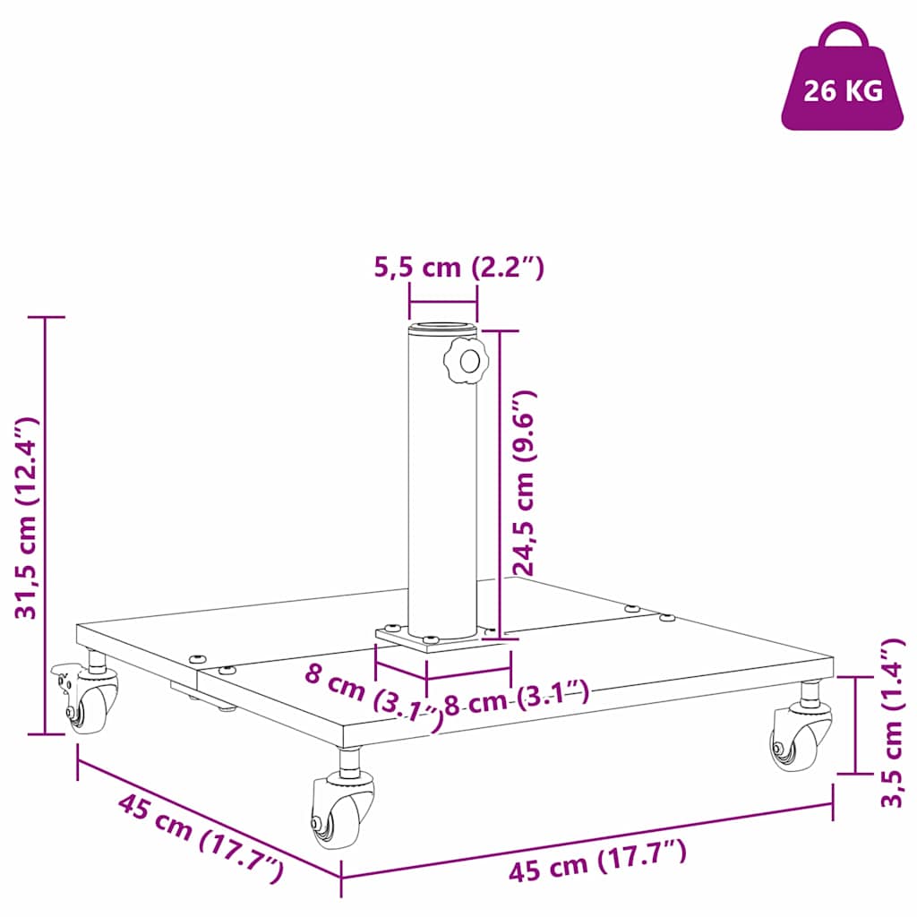 Baza za suncobran Svjetlo drvo 45 x 45 x 31,5 cm