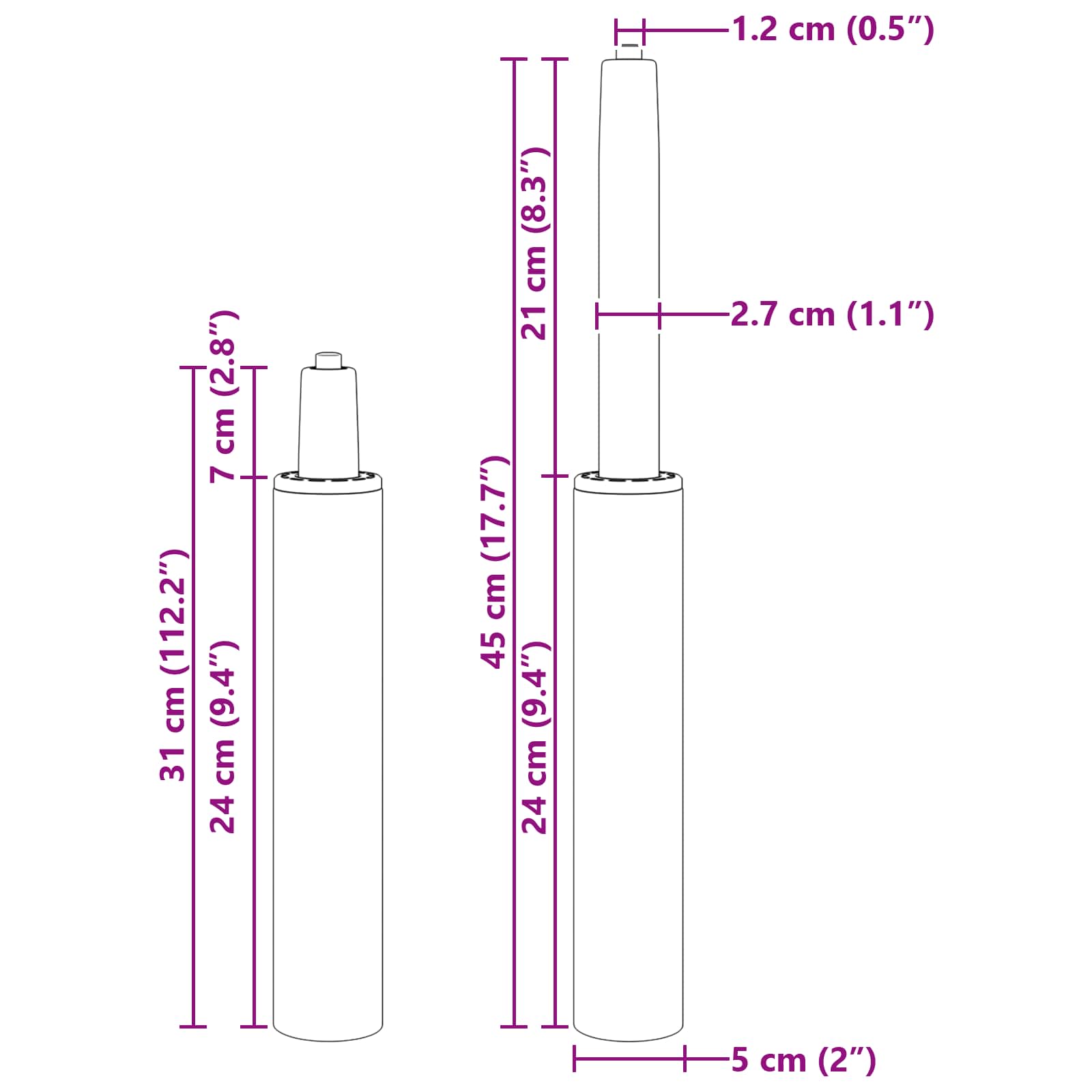 Plinski cilindar za uredsku stolicu Crna 307-447 mm Željezo