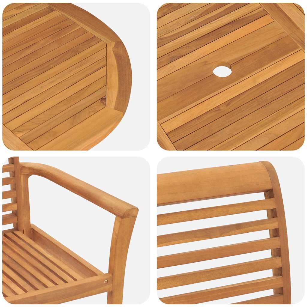 Vrtni set za objed 5 pcs Smeđa Čvrsto teak drvo