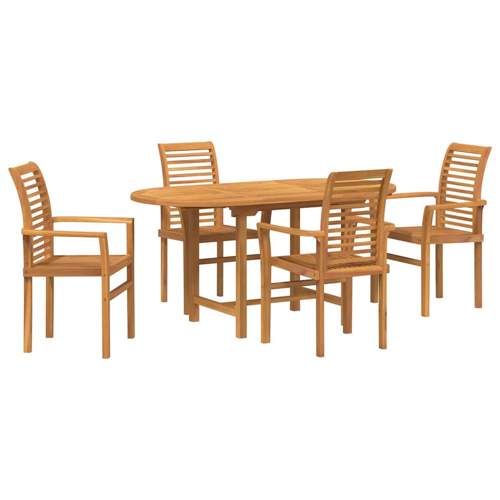 Vrtni set za objed 5 kom. Smeđa Čvrsto teak drvo