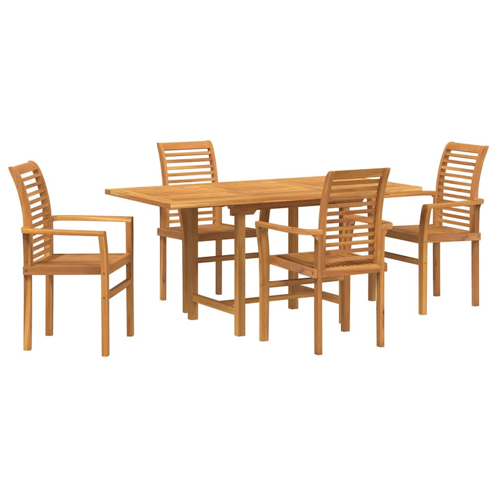 Vrtni set za objed 5 pcs Smeđa Čvrsto teak drvo