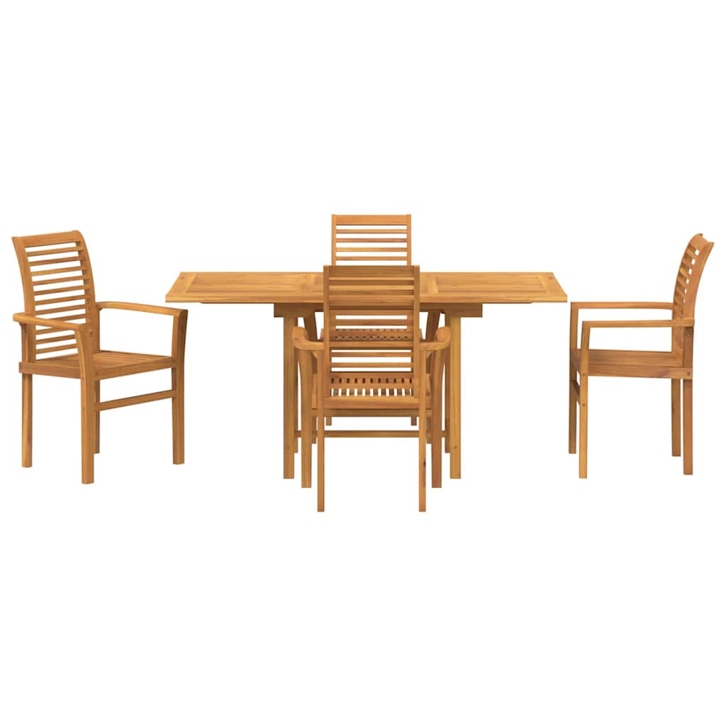 Vrtni set za objed 5 pcs Smeđa Čvrsto teak drvo