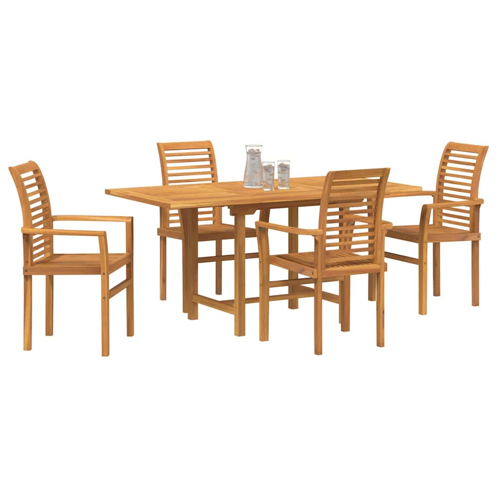 Vrtni set za objed 5 pcs Smeđa Čvrsto teak drvo