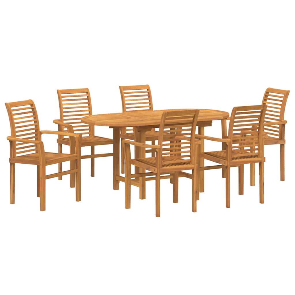 Vrtni set za objed 7 kom. Smeđa Čvrsto teak drvo