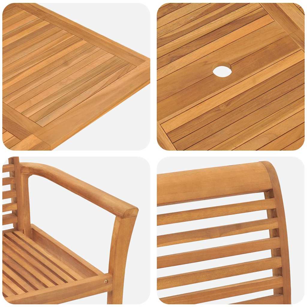 Vrtni set za objed 7 pcs Smeđa Čvrsto teak drvo