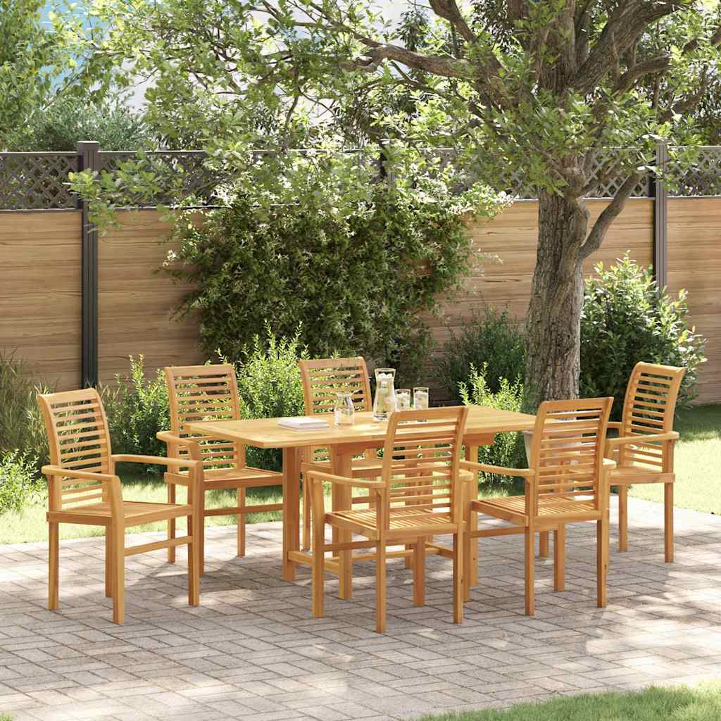 Vrtni set za objed 7 pcs Smeđa Čvrsto teak drvo