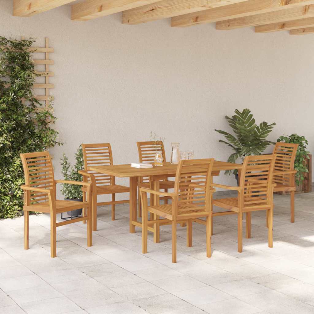 Vrtni set za objed 7 pcs Smeđa Čvrsto teak drvo