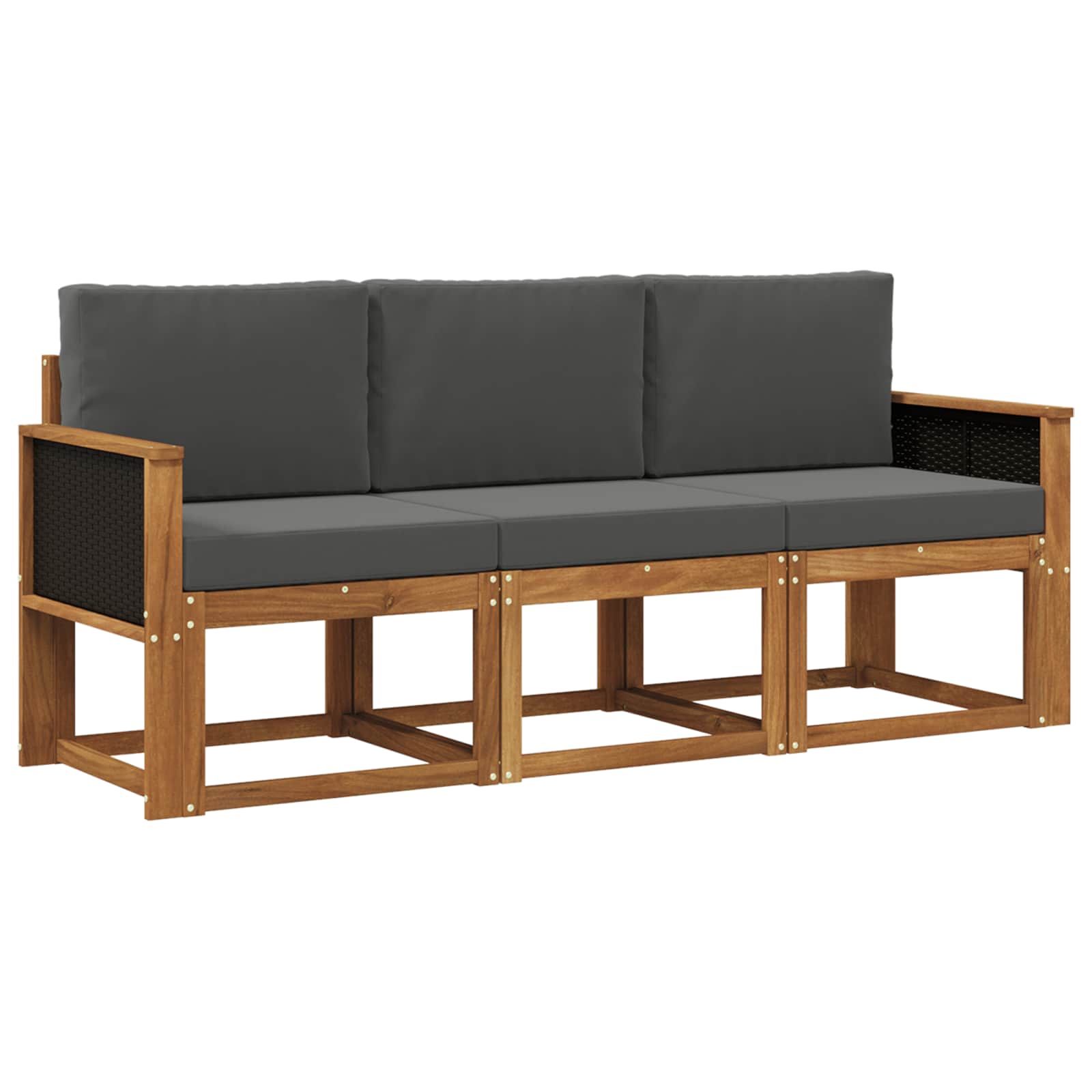 Set vanjskih sofa s jastukom 3 pcs Prirodna i antracit