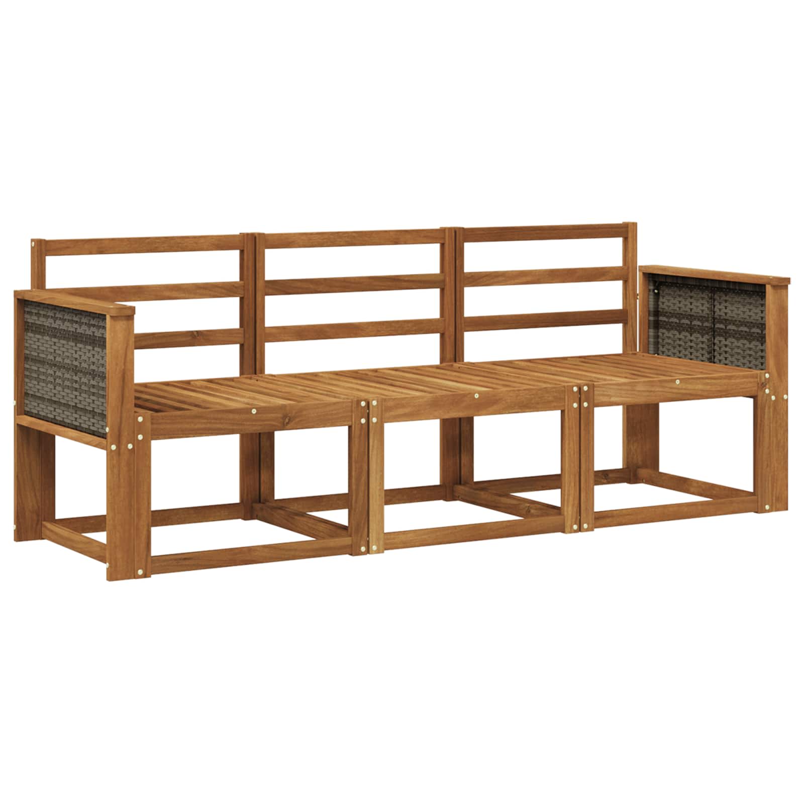 Set vanjskih sofa 3 pcs Prirodna Čvrsto drvo akacije