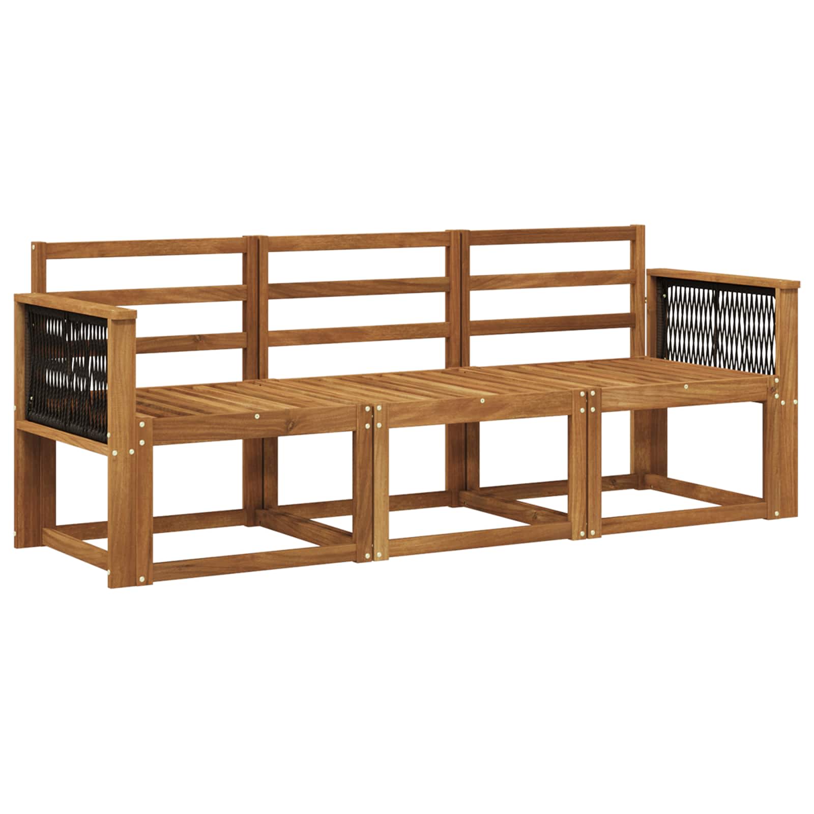 Set vanjskih sofa 3 pcs Prirodna Čvrsto drvo akacije