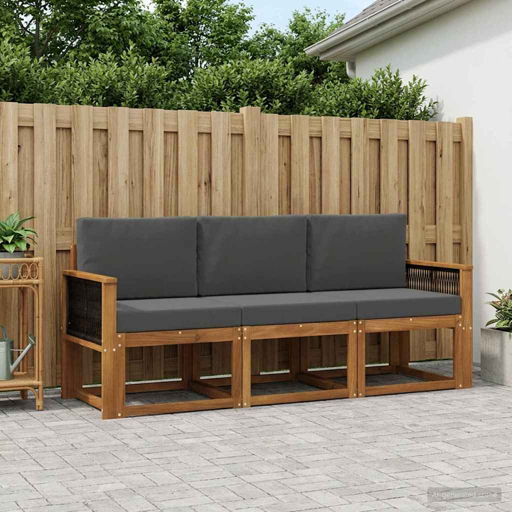 Set vanjskih sofa 3 kom. Prirodna i antracit