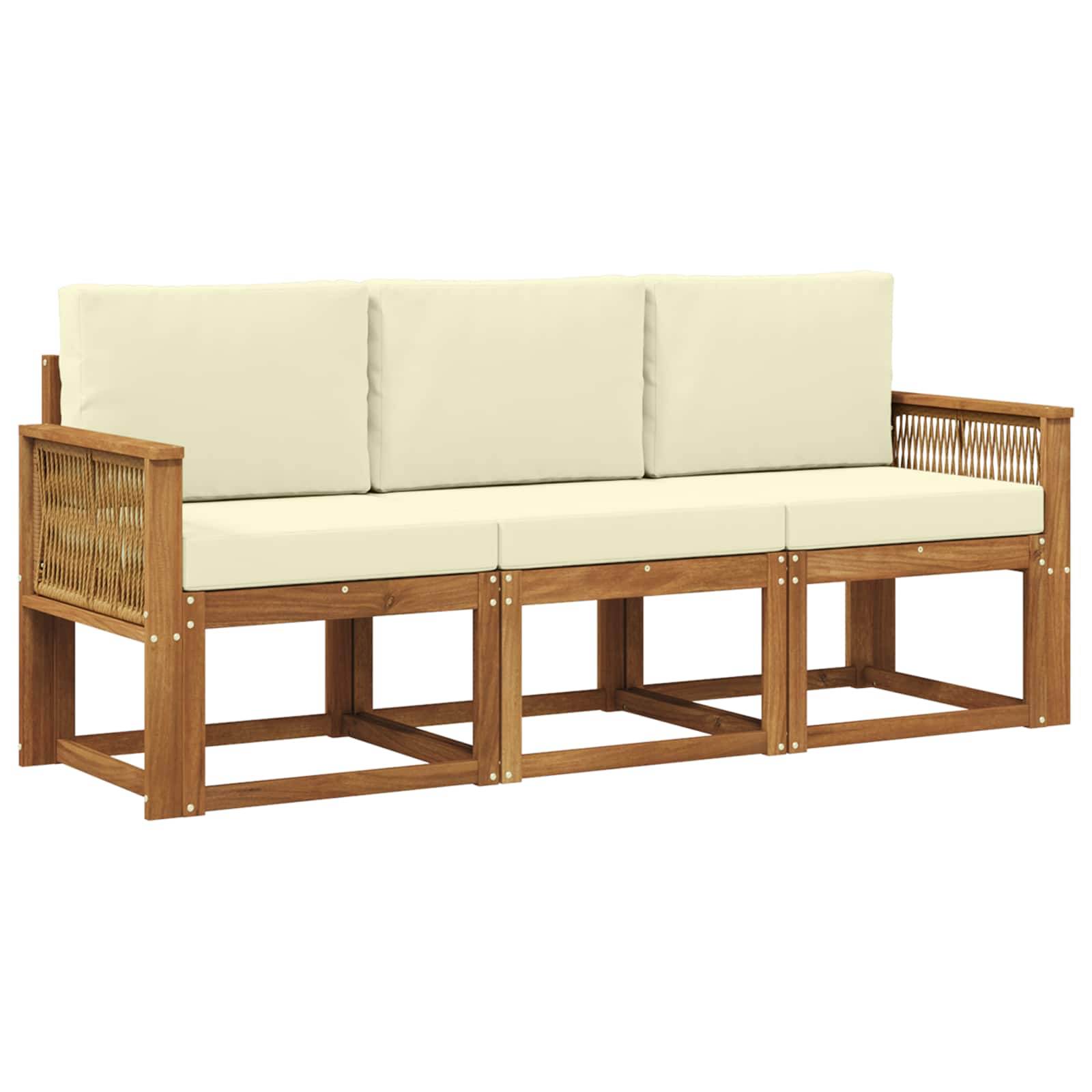 Set vanjskih sofa s jastukom 3 pcs Prirodna i krem Poliester