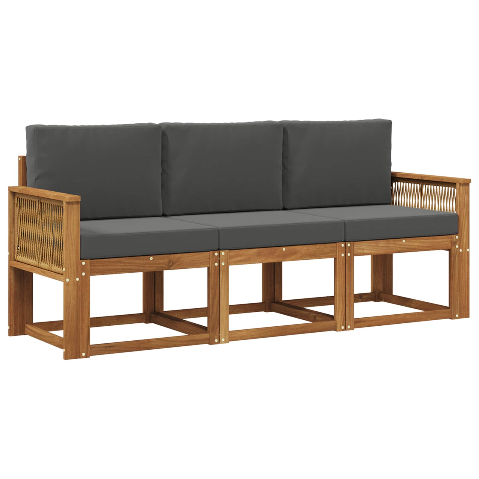 Set vanjskih sofa 3 pcs Prirodna i antracit Poliester