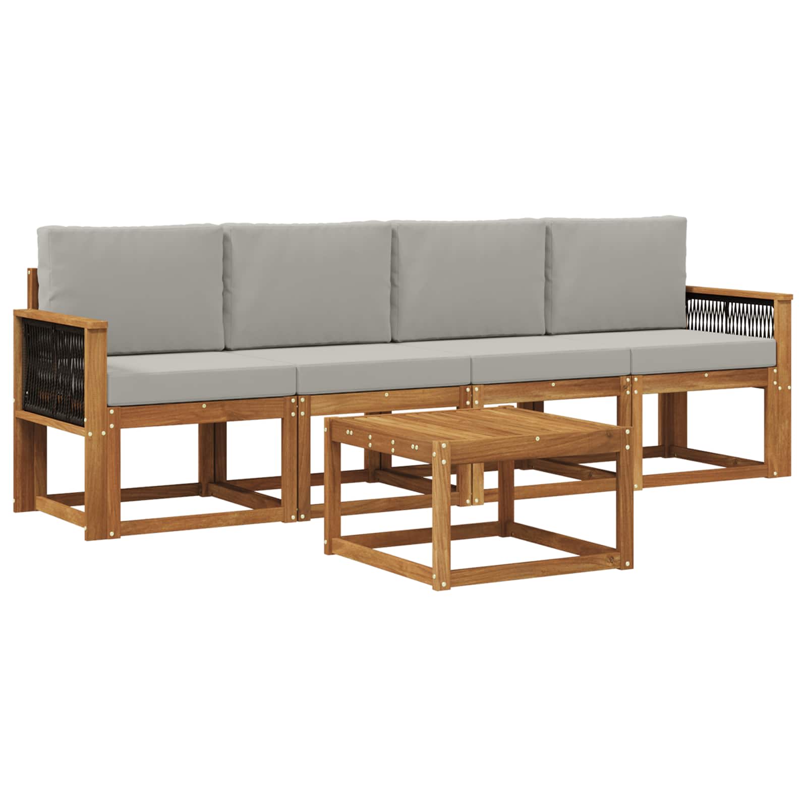Set vanjskih sofa s jastukom 4 pcs Prirodna i svjetlosiva