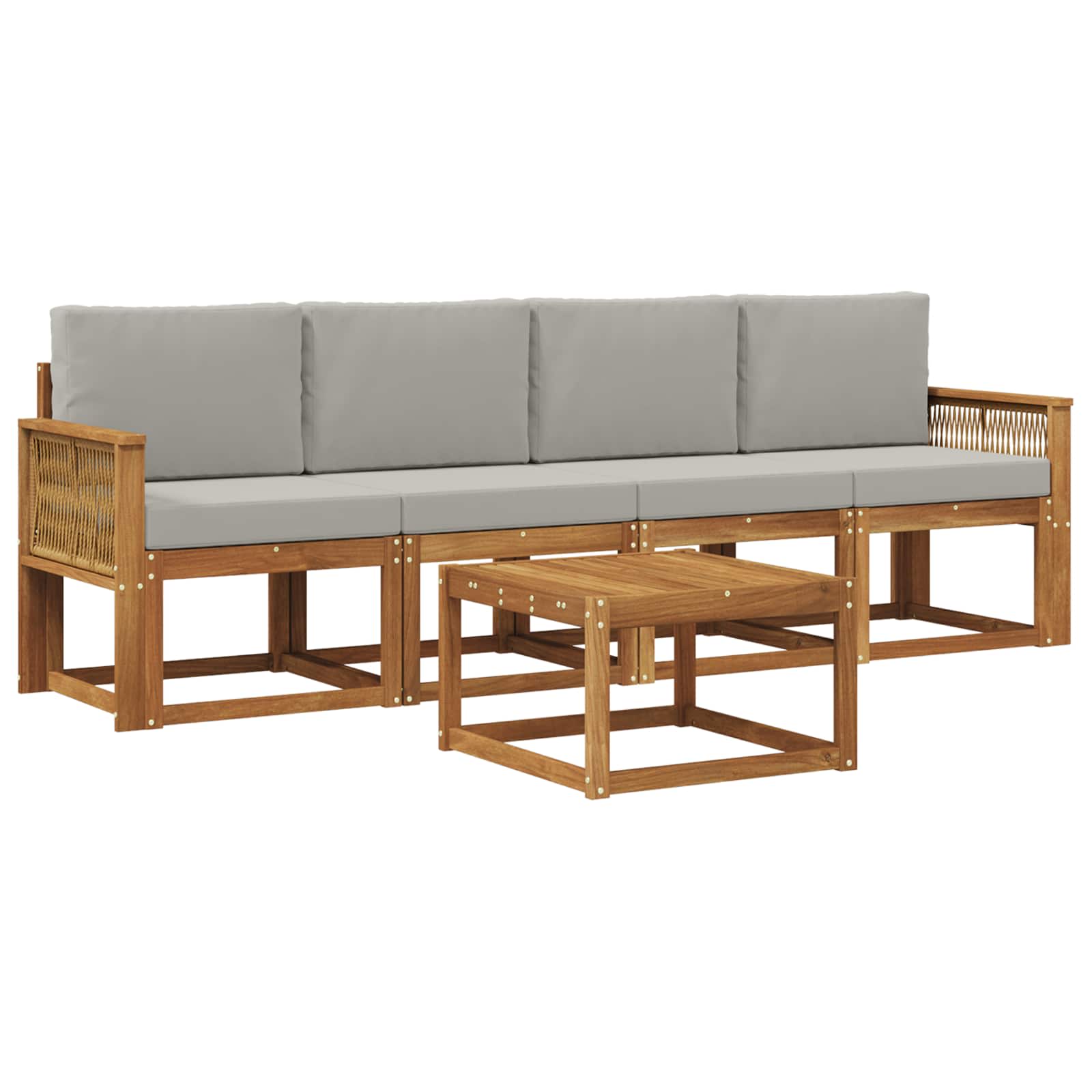 Set vanjskih sofa 5 pcs Prirodna i svjetlosiva Poliester