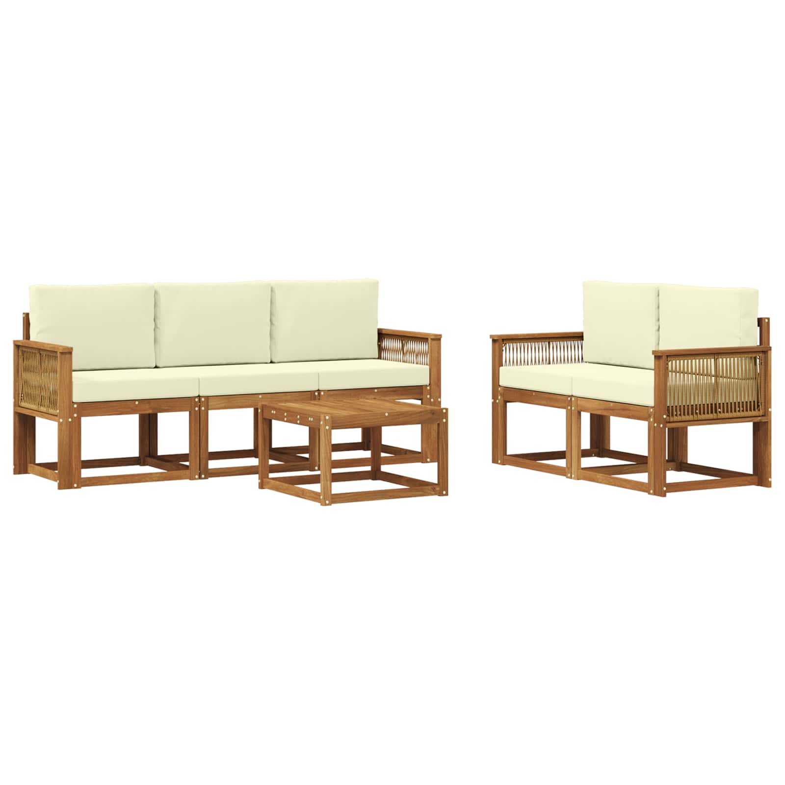 Set vanjskih sofa s jastukom 6 pcs Prirodna i krem Poliester