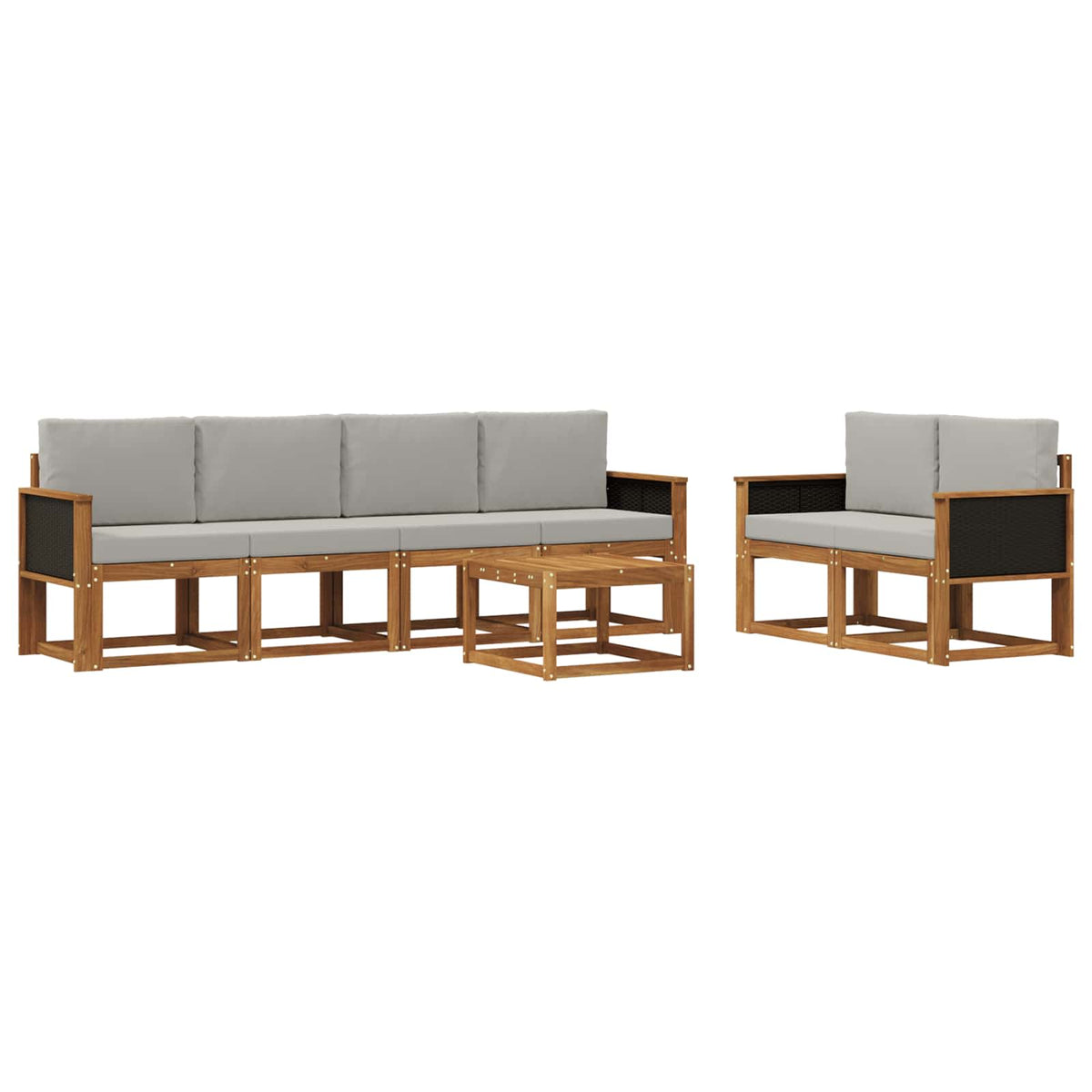 Set vanjskih sofa 6 kom. Prirodna i svjetlosiva