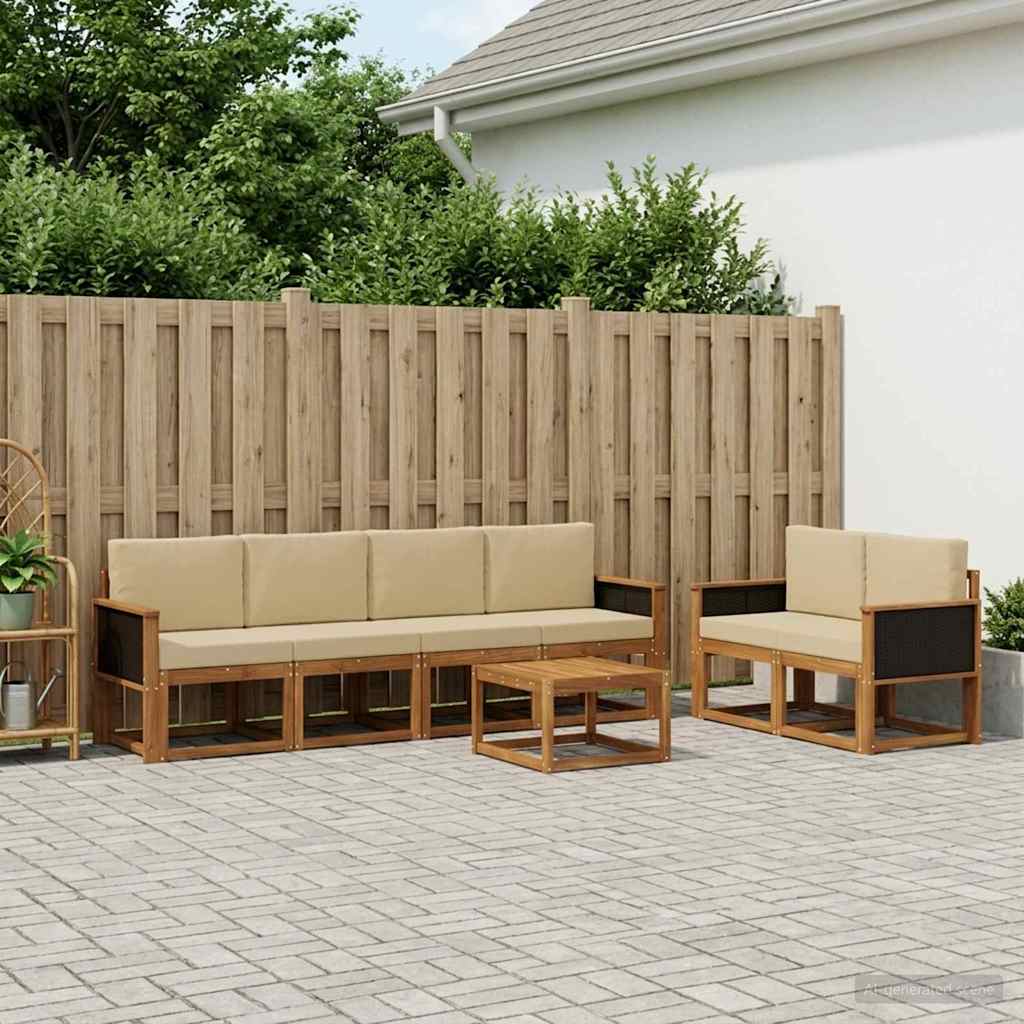 Set vanjskih sofa s jastukom 6 pcs Prirodna