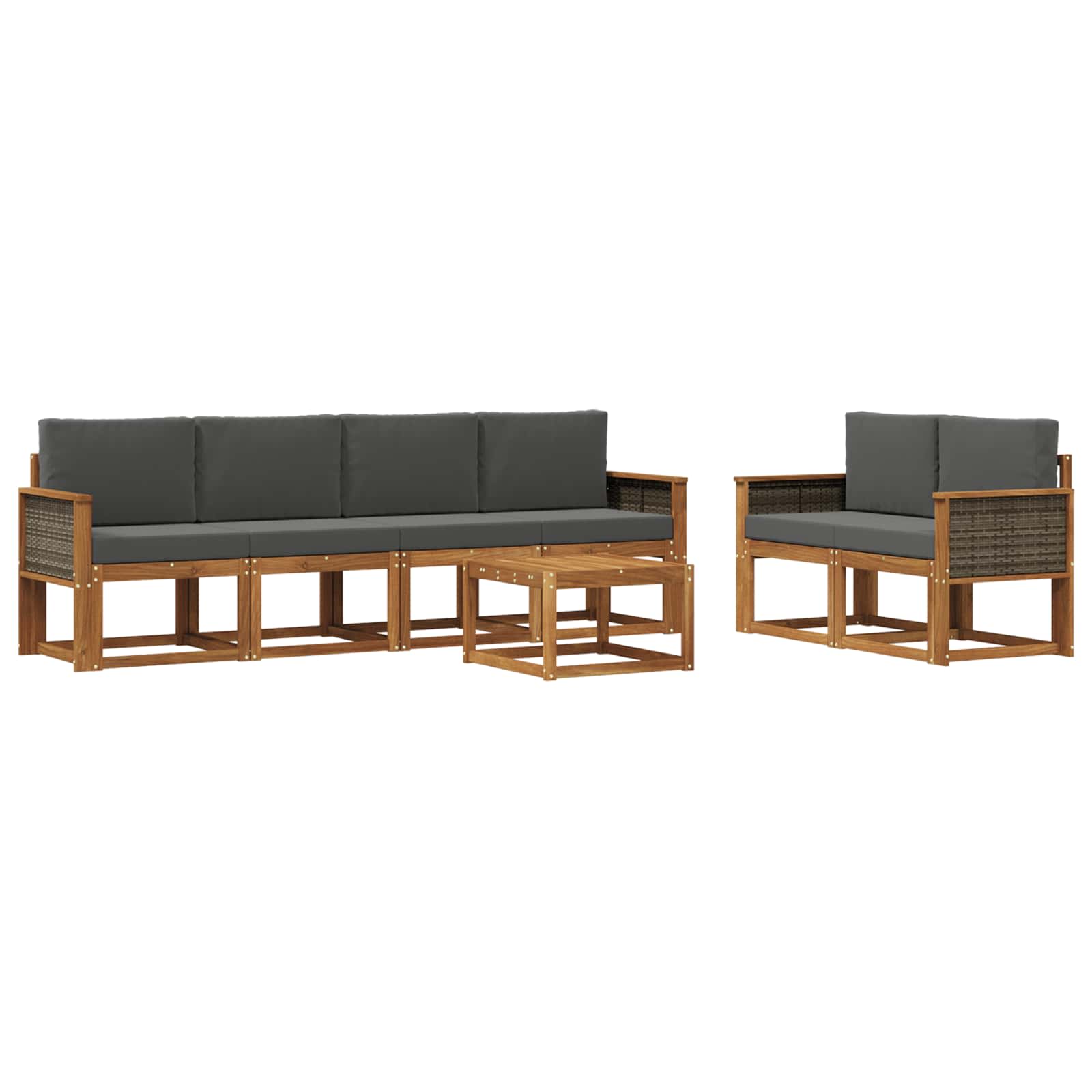 Set vanjskih sofa 6 kom. Prirodna i antracit