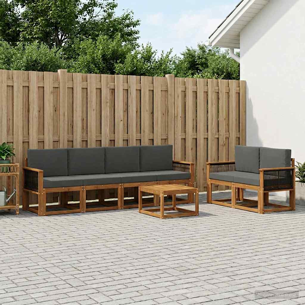 Set vanjskih sofa 6 kom. Prirodna i antracit
