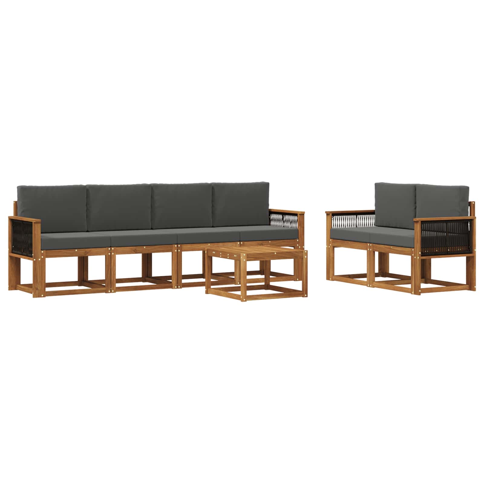 Set vanjskih sofa 6 kom. Prirodna i antracit