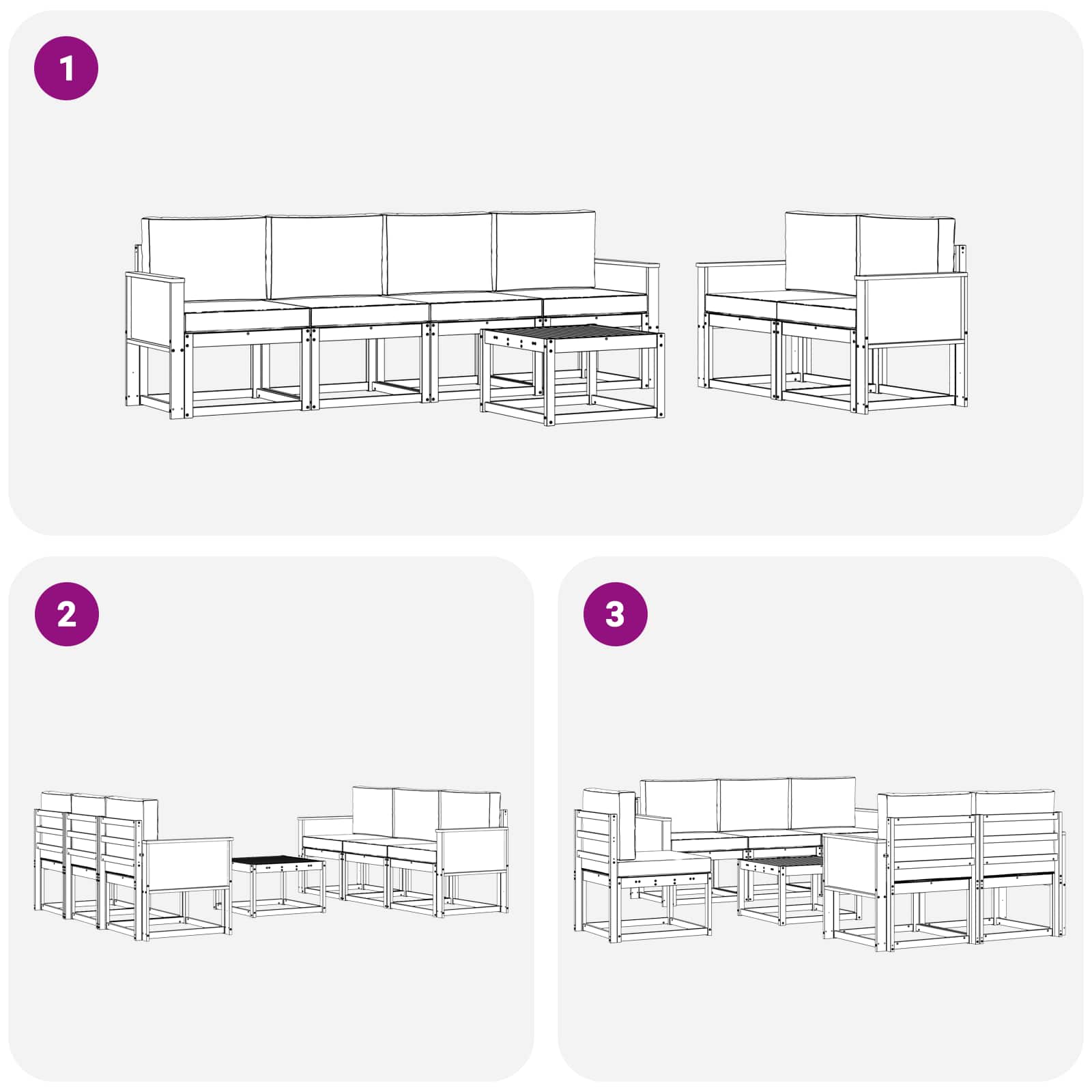 Set vanjskih sofa 6 kom. Prirodna i antracit