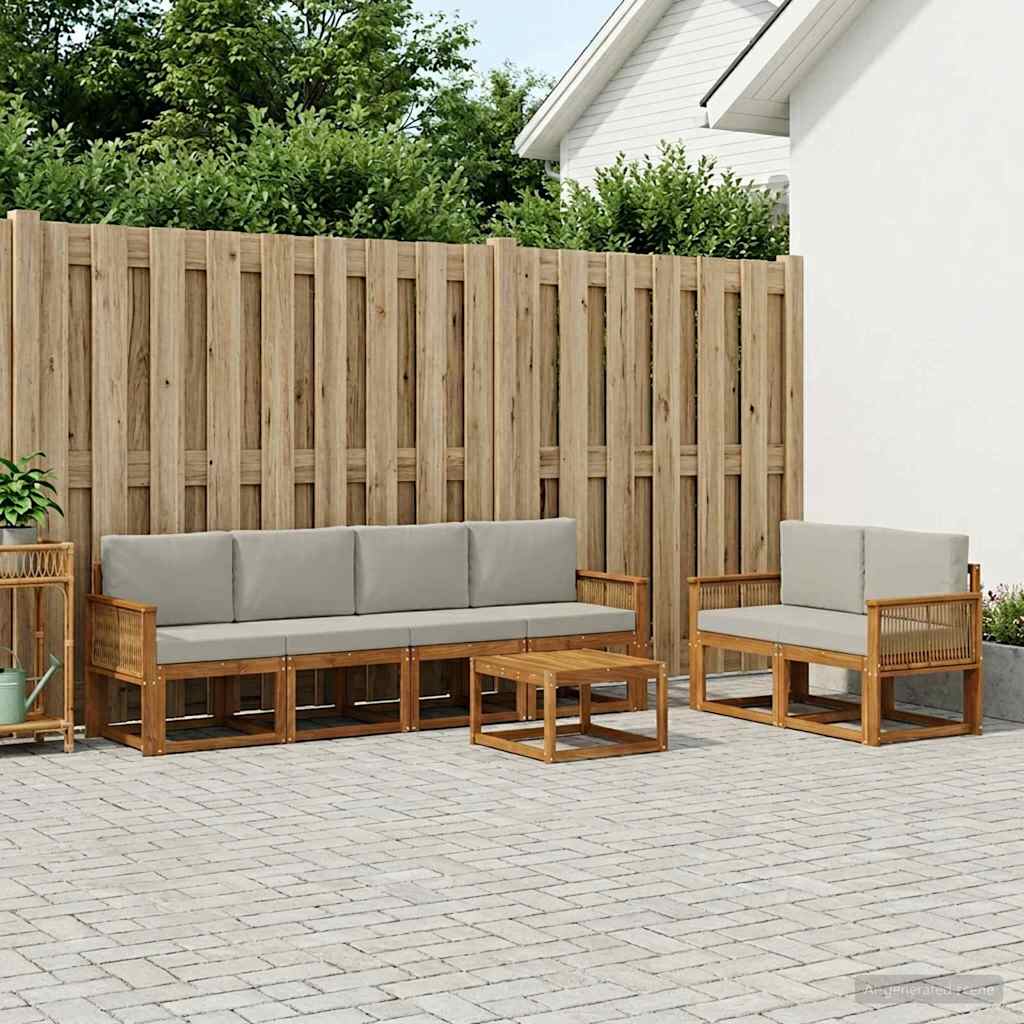 Set vanjskih sofa 7 pcs Prirodna i svjetlosiva Poliester