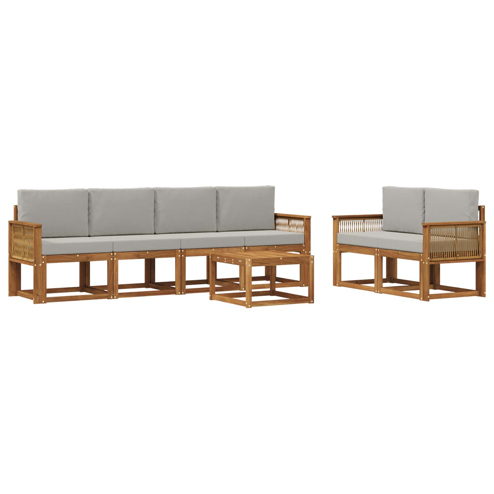 Set vanjskih sofa 7 pcs Prirodna i svjetlosiva Poliester