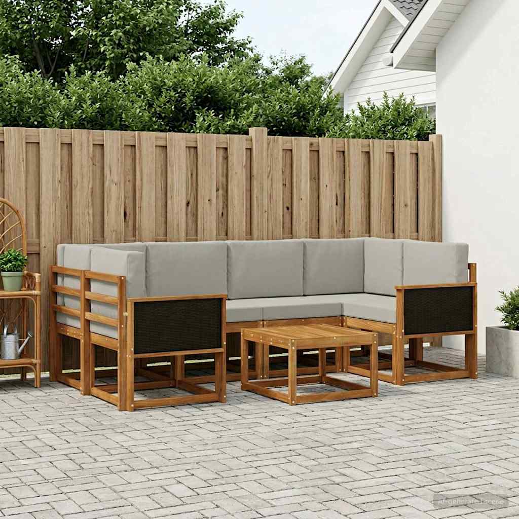 Set vanjskih sofa 5 kom. Prirodna i svjetlosiva