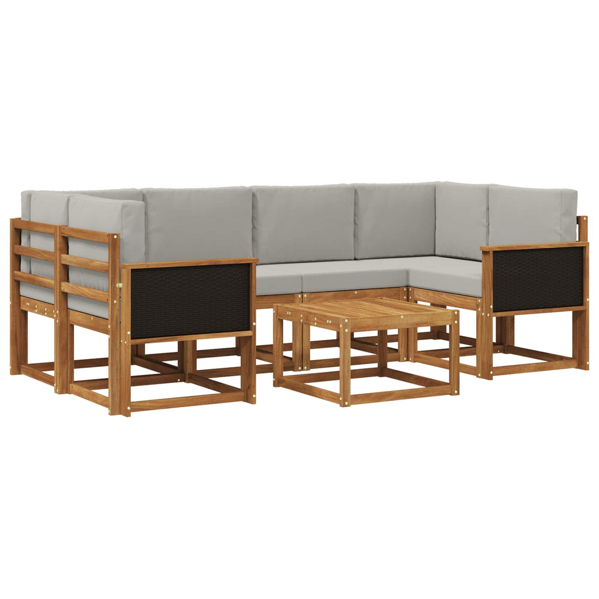 Set vanjskih sofa 5 kom. Prirodna i svjetlosiva