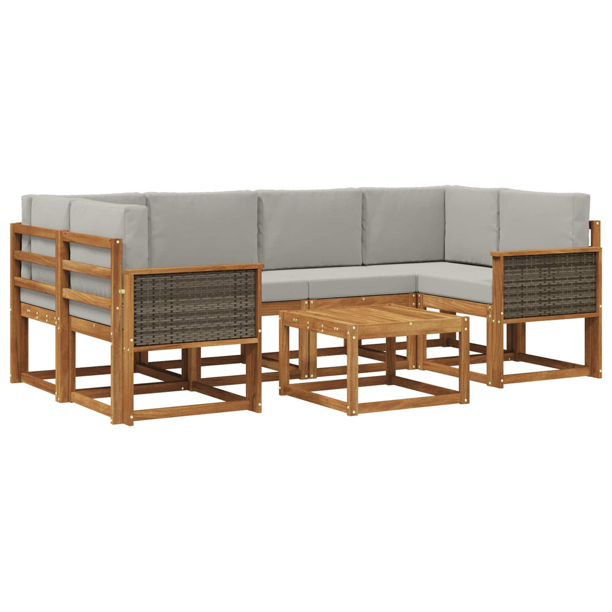 Set vanjskih sofa 5 kom. Prirodna i svjetlosiva