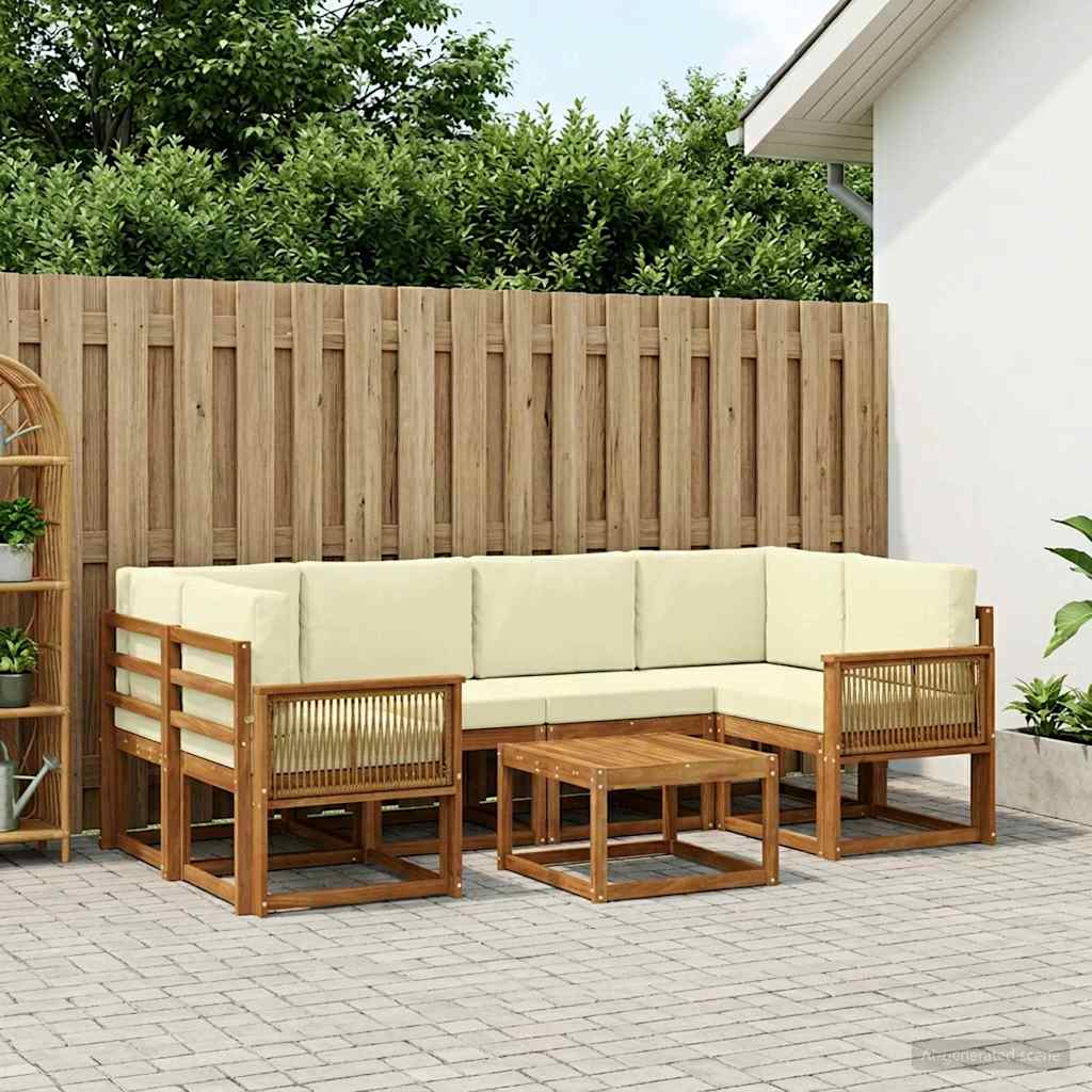 Set vanjskih sofa s jastukom 7 pcs Prirodna i krem Poliester