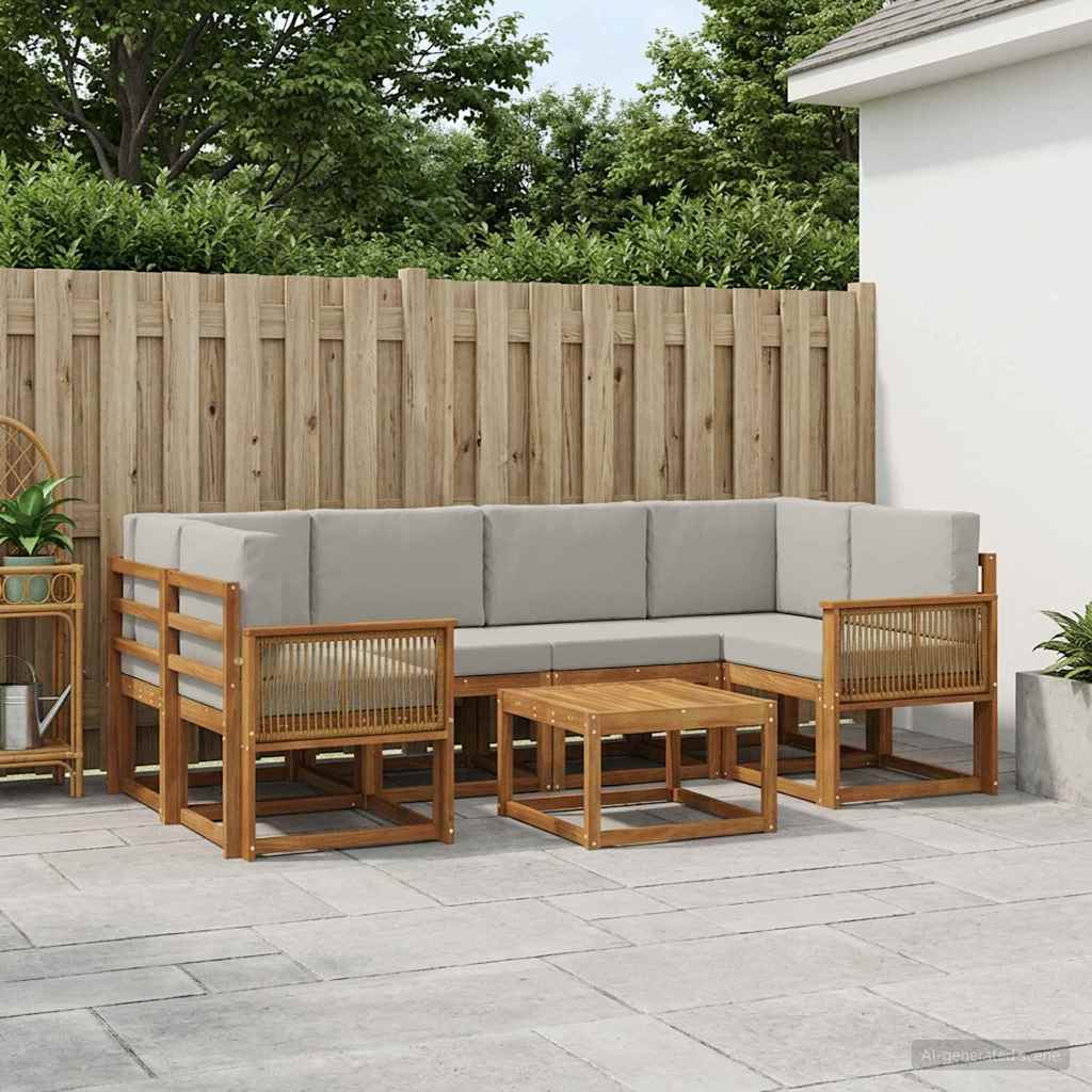 Set vanjskih sofa 7 pcs Prirodna i svjetlosiva Poliester