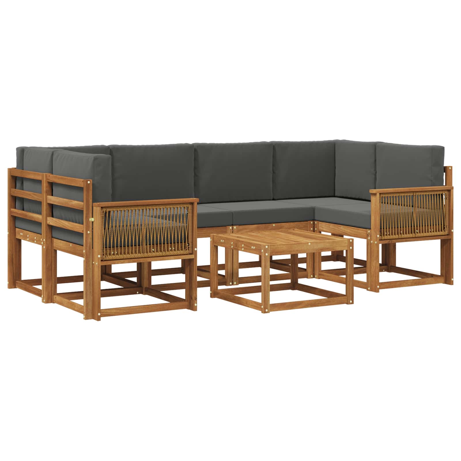 Set vanjskih sofa 7 pcs Prirodna i antracit Poliester
