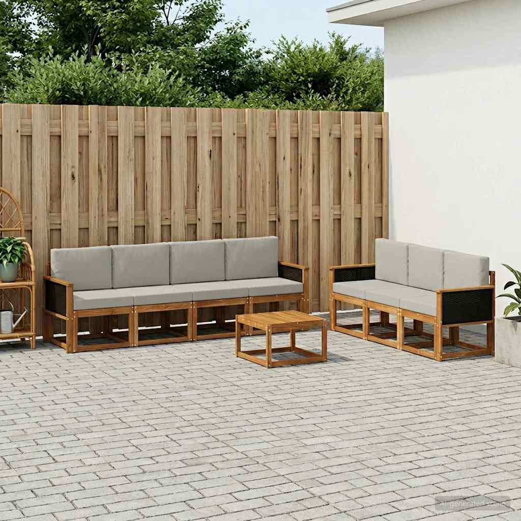 Set vanjskih sofa 7 kom. Prirodna i svjetlosiva