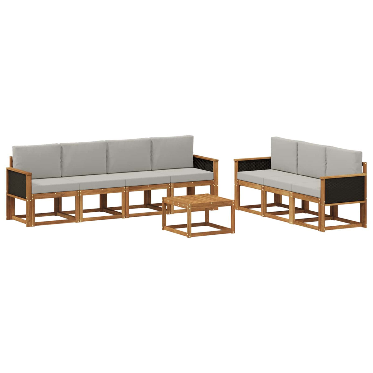 Set vanjskih sofa 7 kom. Prirodna i svjetlosiva