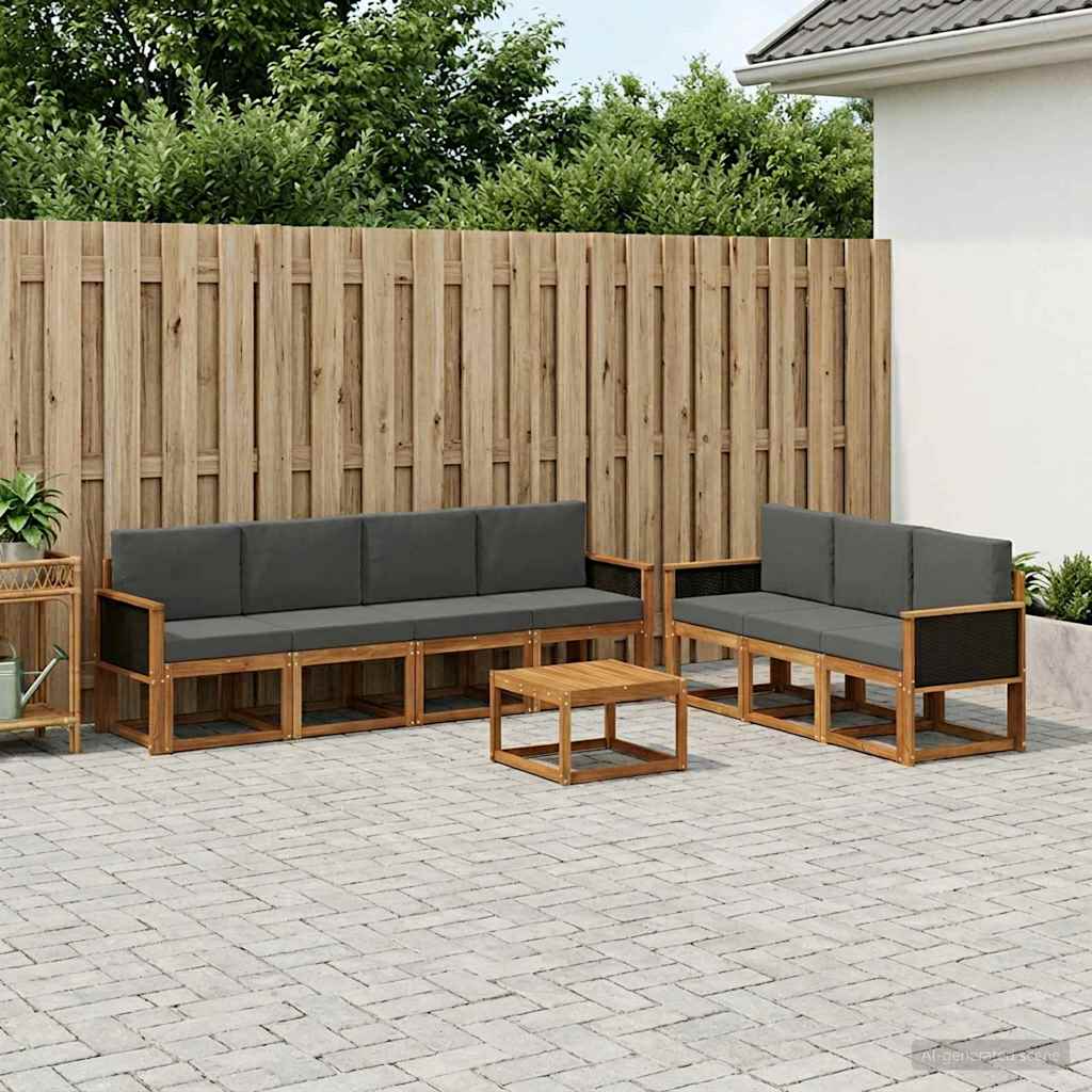 Set vanjskih sofa 7 kom. Prirodna i antracit