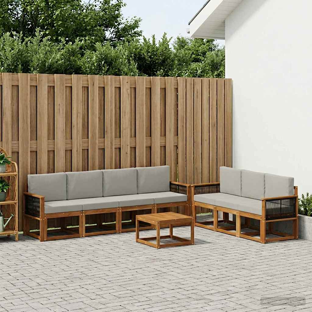Set vanjskih sofa 7 kom. Prirodna i svjetlosiva