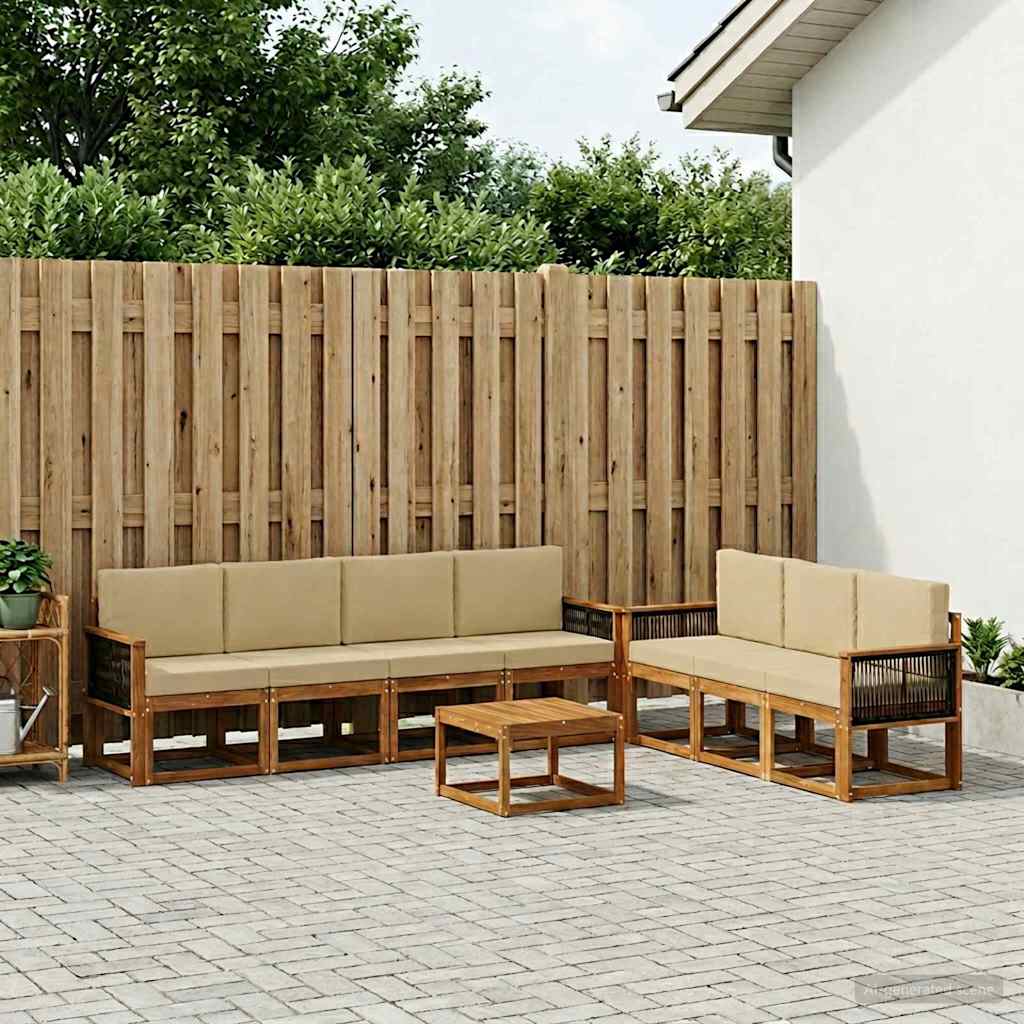 Set vanjskih sofa s jastukom 7 pcs Prirodna