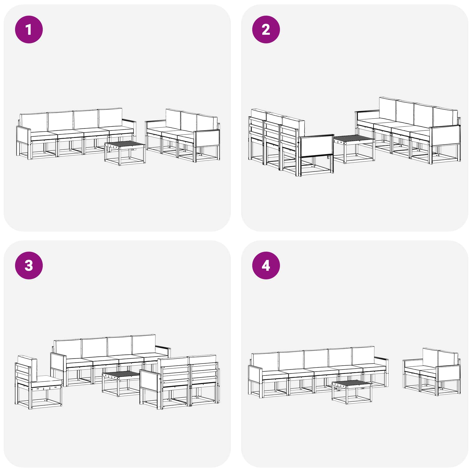 Set vanjskih sofa s jastukom 8 pcs Prirodna i krem Poliester