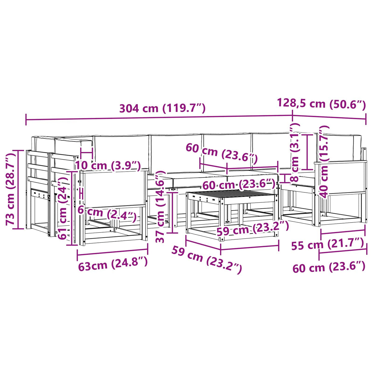 Set vanjskih sofa 6 kom.