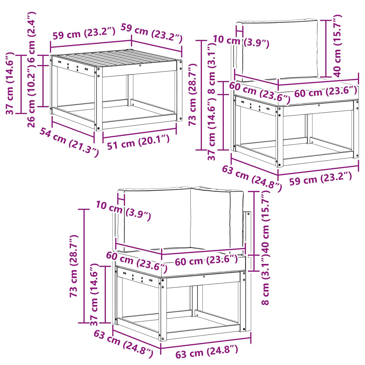 Set vanjskih sofa 6 kom.